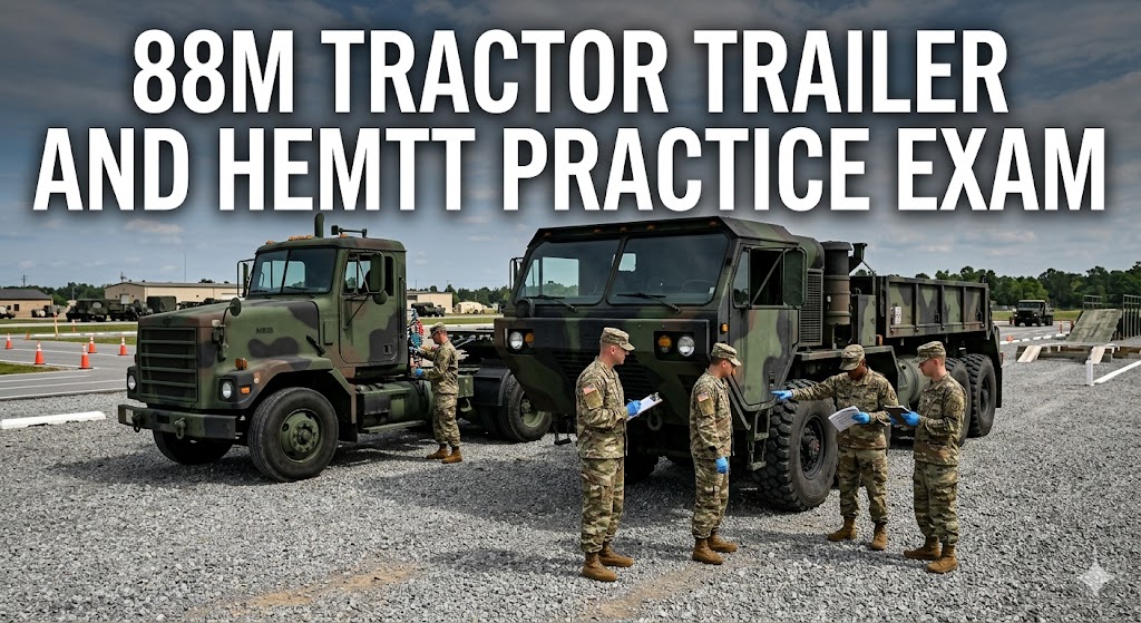 88M Tractor Trailer and HEMTT Practice Exam Banner