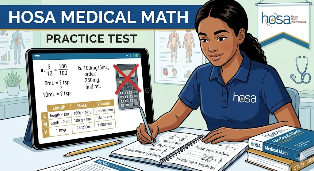 HOSA Medical Math Assessment Practice Test Banner