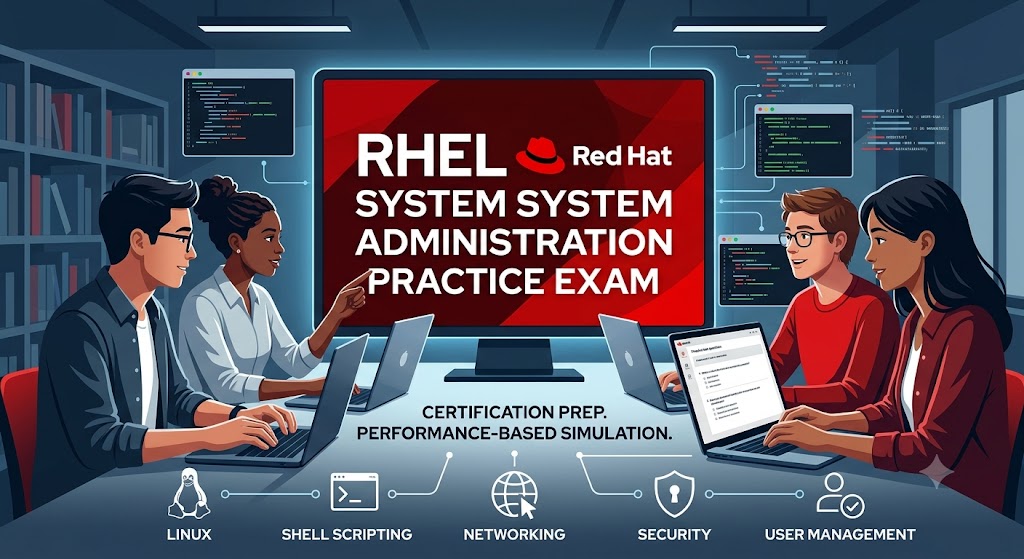 RHEL Linux - Red Hat System Administration Practice Exam Banner