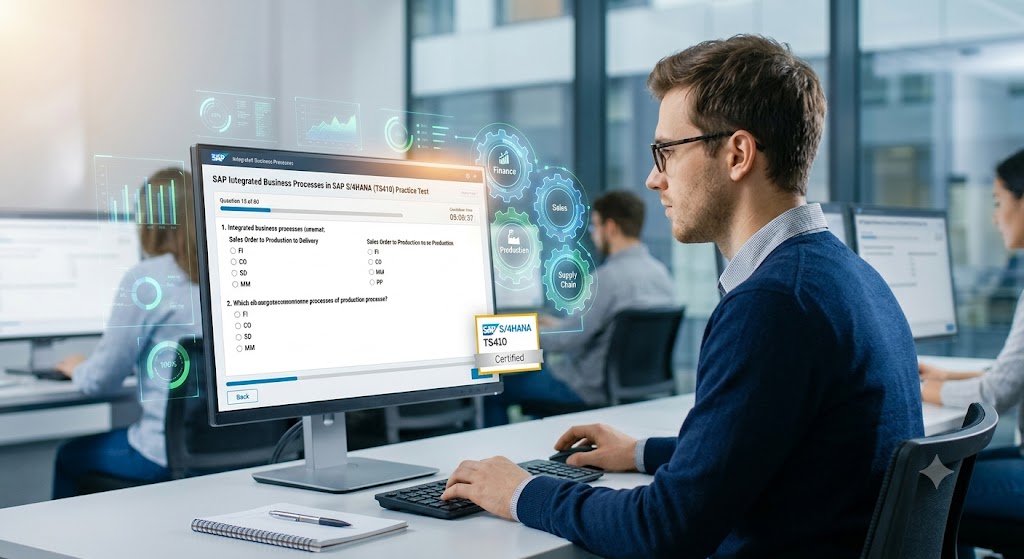 SAP Integrated Business Processes in SAP S/4HANA (TS410) Practice Test Banner