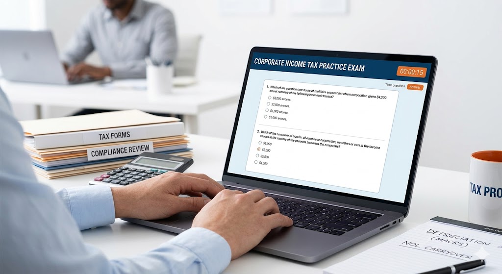 Corporate Income Tax Practice Exam Banner