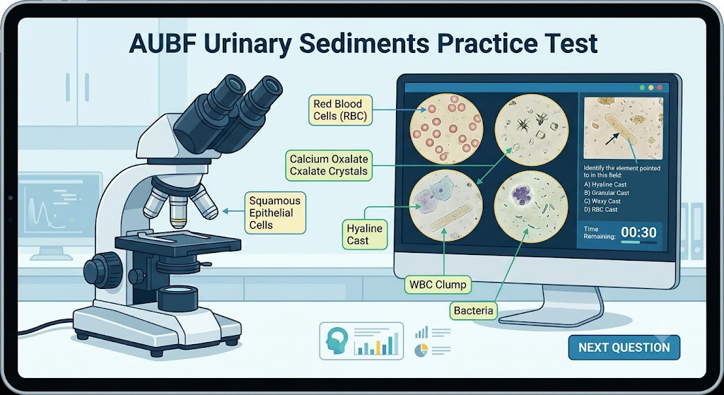 Analysis of Urine and Body Fluids (AUBF) – Urinary Sediments Practice Test Banner