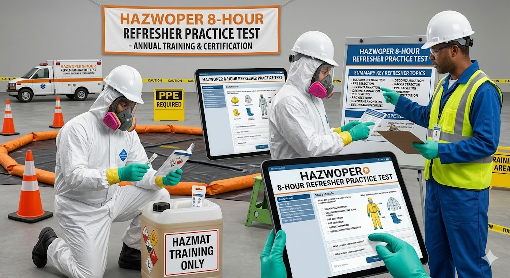 Hazardous Waste Operations and Emergency Response (HAZWOPER) 8 Hour Refresher Training Practice Test Banner