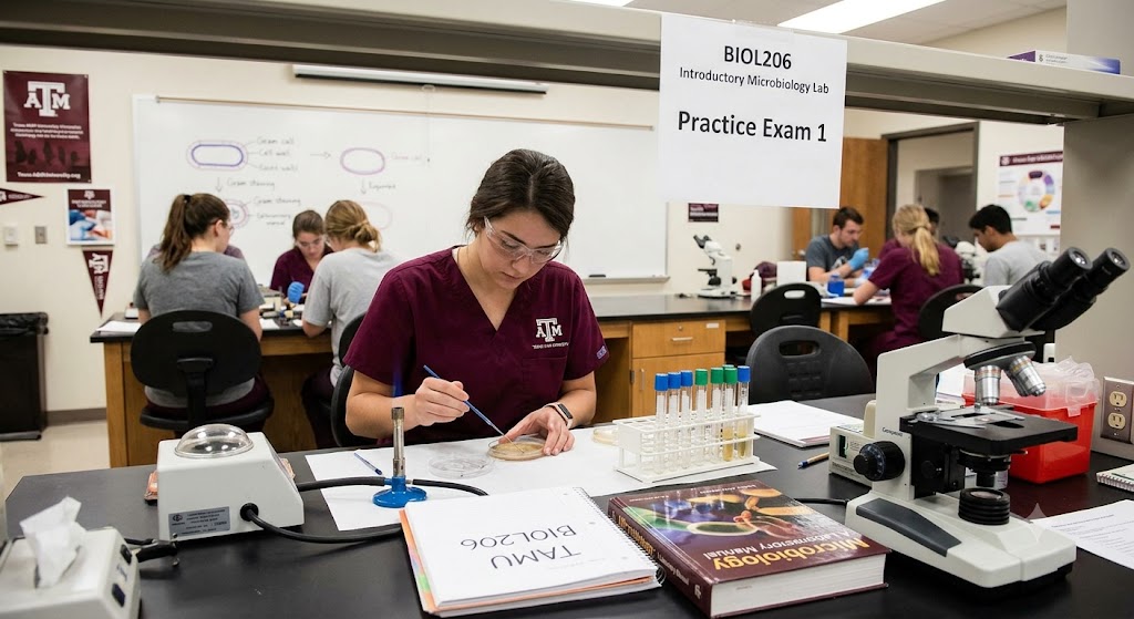 TAMU BIOL206 Microbiology Lab Practice Exam 1 Banner