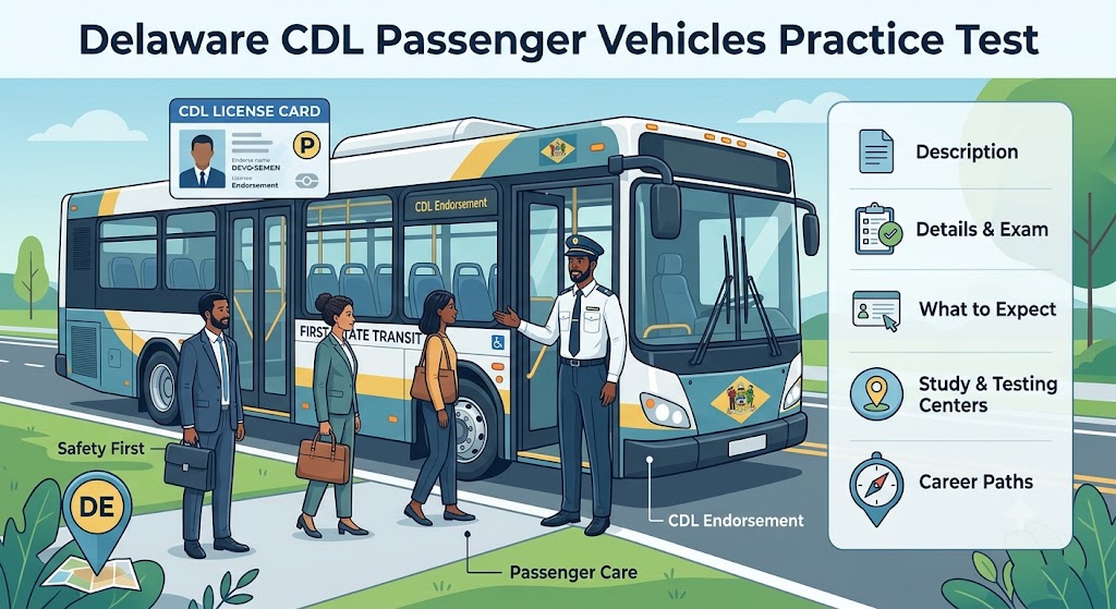 Delaware CDL Passenger Vehicles Practice Test Banner