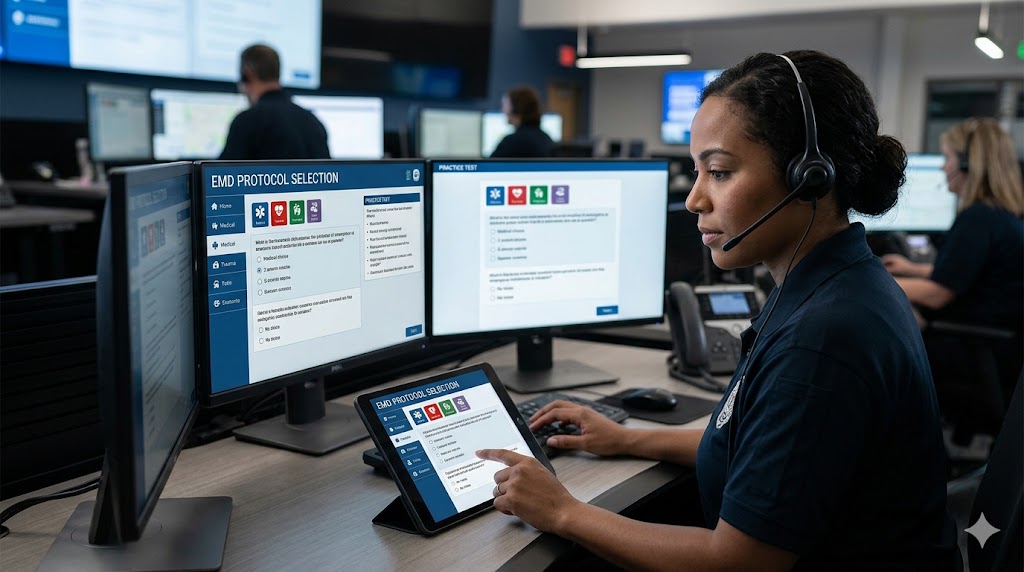 Emergency Medical Dispatcher (EMD) Protocol Selection Practice Test Banner