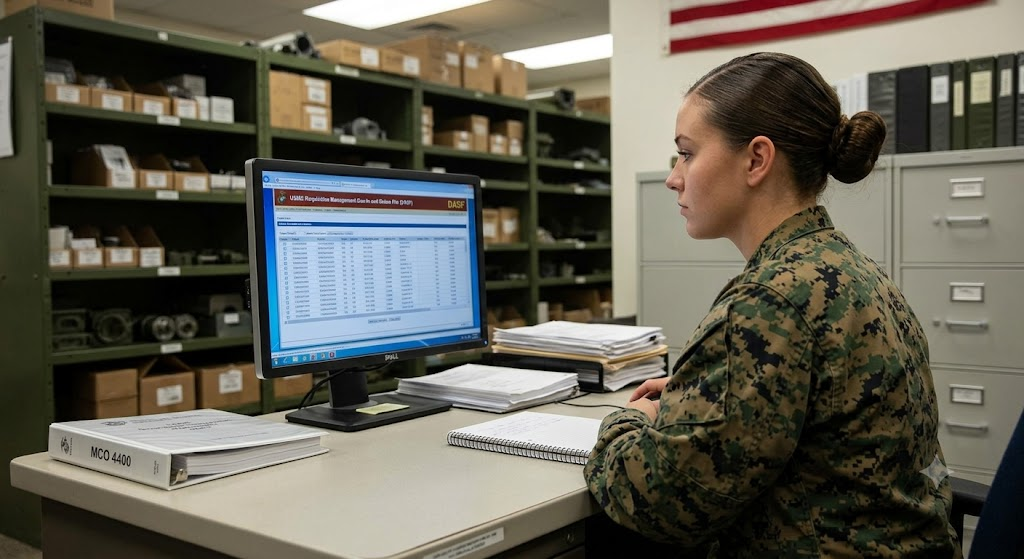 United States Marine Corps (USMC) Requisition Management Due-In and Status File (DASF) Supply Admin Practice Exam Banner