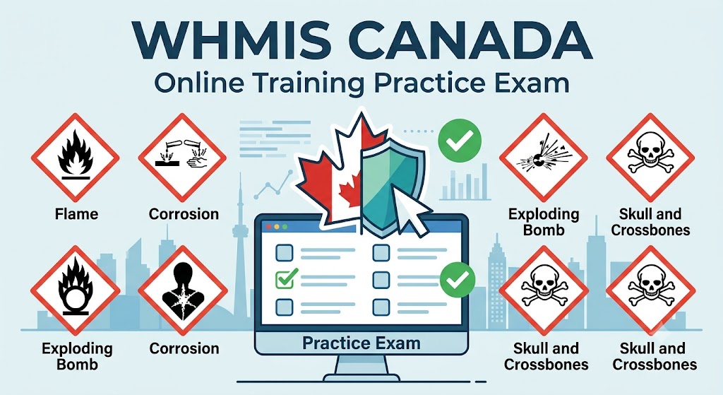 WHMIS Practice Test 2024 Answers Canada Online Training course Banner