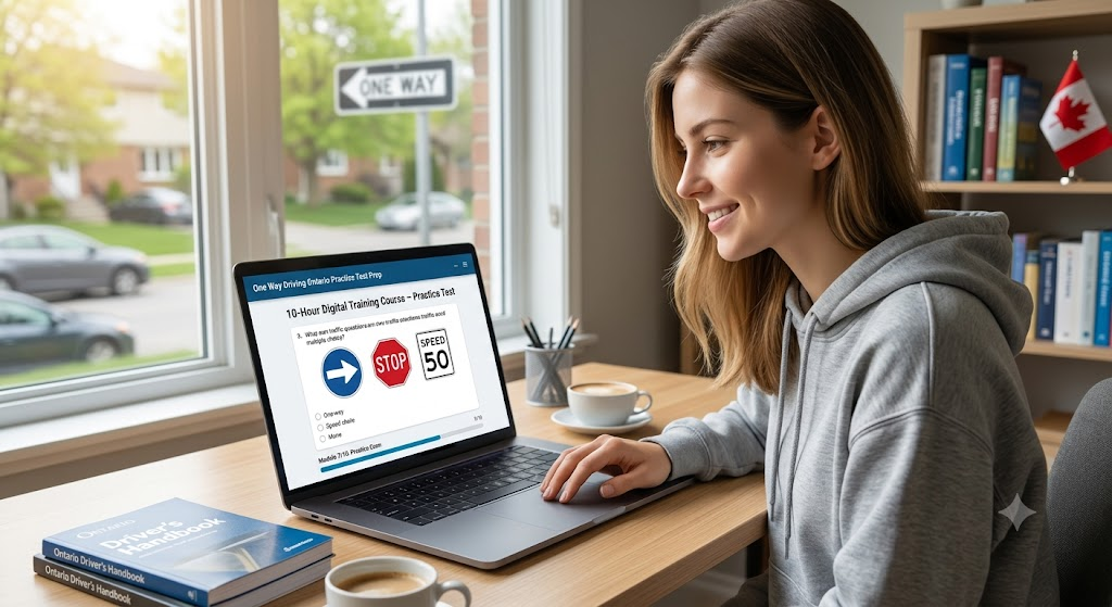 10-Hour Digital Training Course – One Way Driving Ontario Practice Test Banner