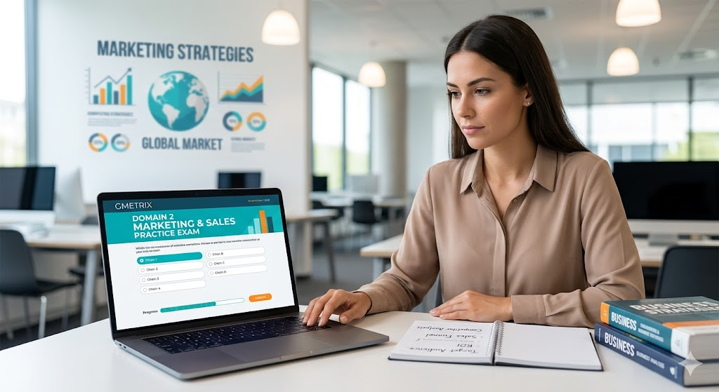 GMetrix Domain 2 Marketing and Sales Practice Test Banner
