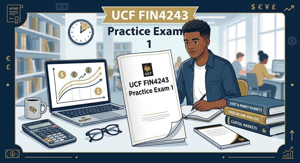 University of Central Florida (UCF) FIN4243 Debt and Money Markets Practice Exam 1 Banner