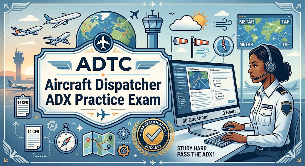 Aircraft Dispatcher Training Center (ADTC) ADX Practice Test Banner