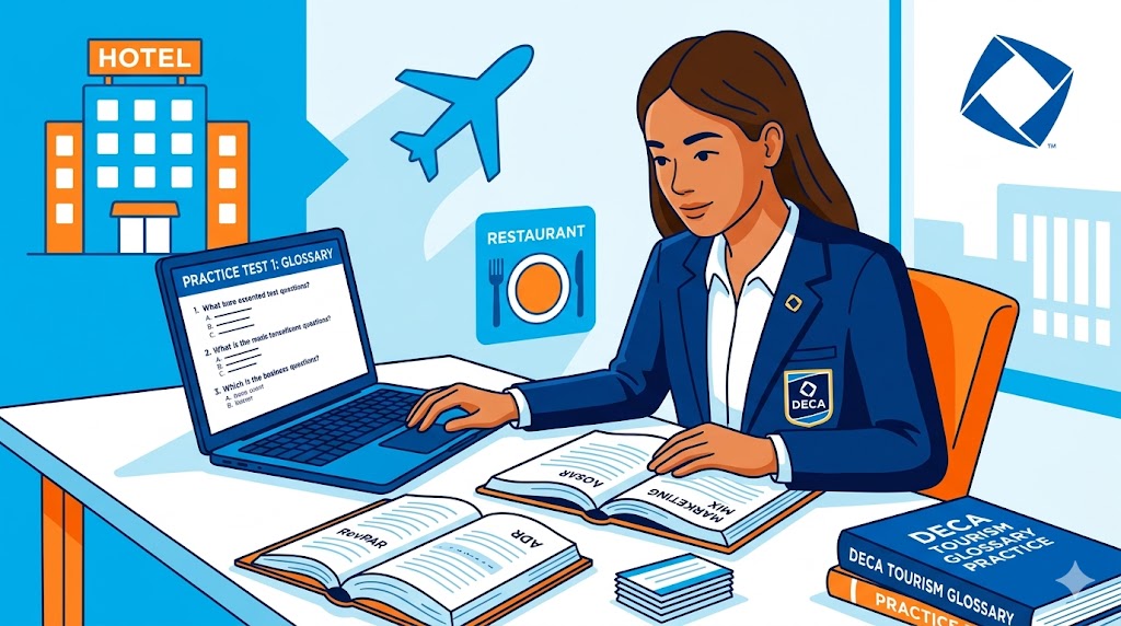 DECA Hospitality and Tourism Glossary Practice Test Banner