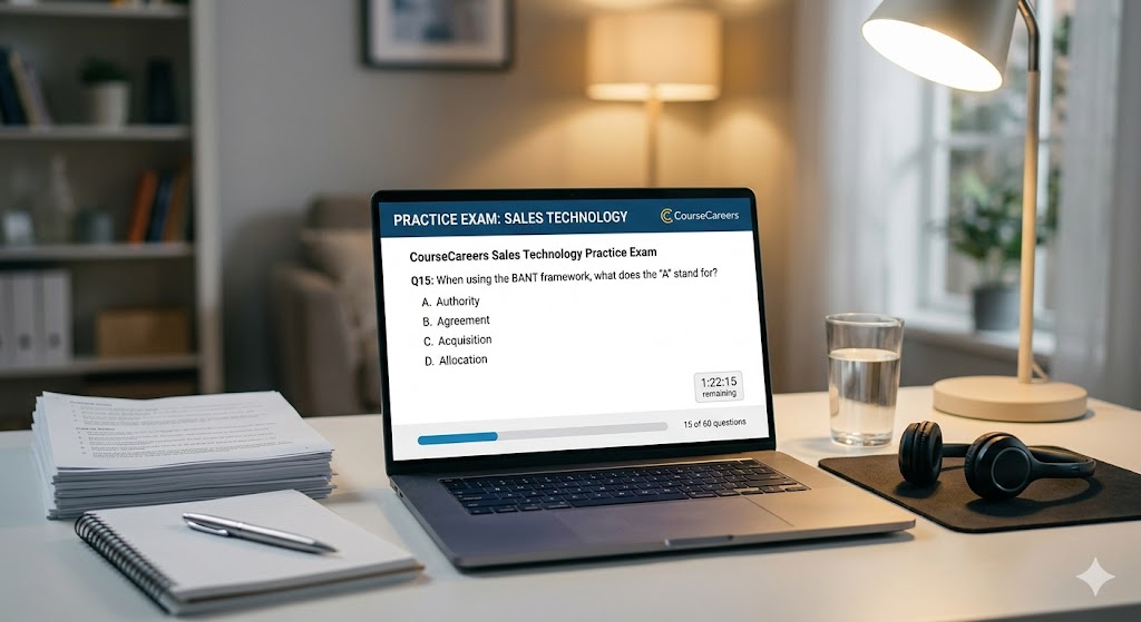 CourseCareers Sales Technology Practice Exam Banner