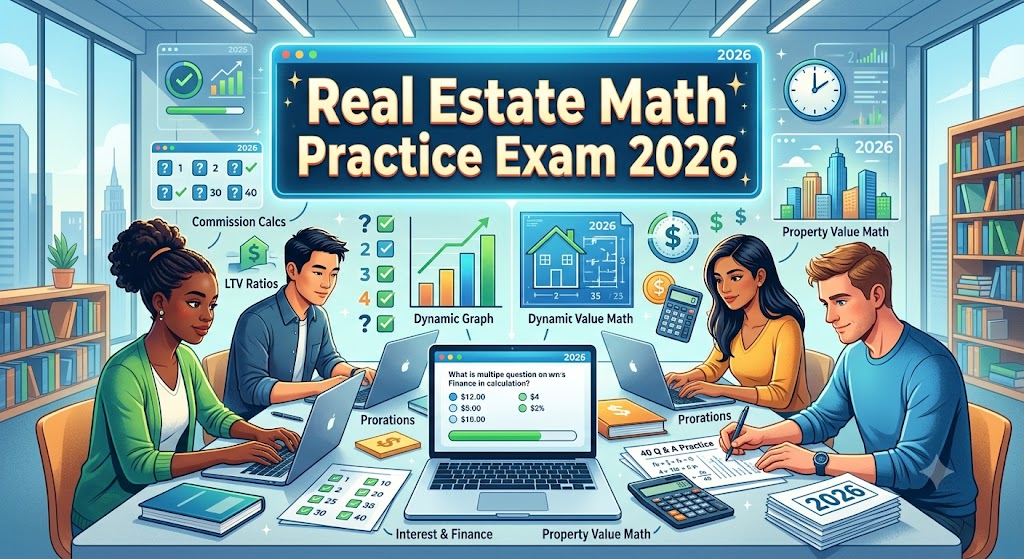 Real Estate Exam Math Practice Test 2026 (40 Question Answers) Banner