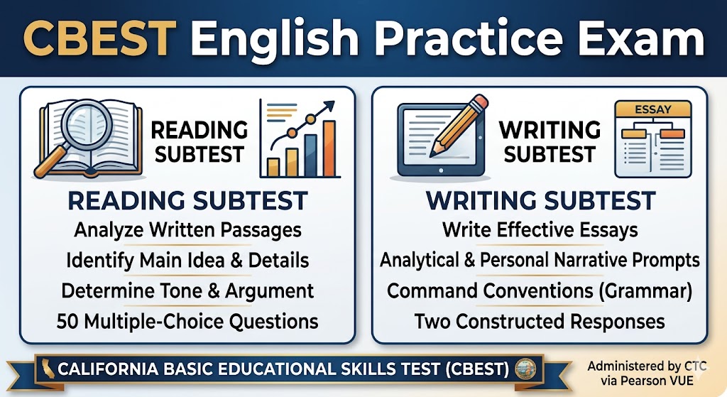 California Educator Credentialing Examinations (CBEST) English Practice Banner