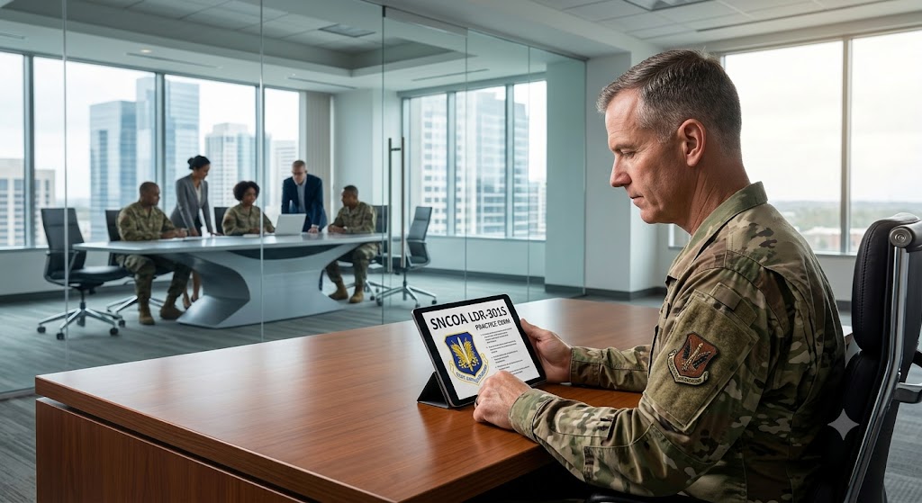 SNCOA LDR‑301S – Leading Organizations Practice Exam Banner