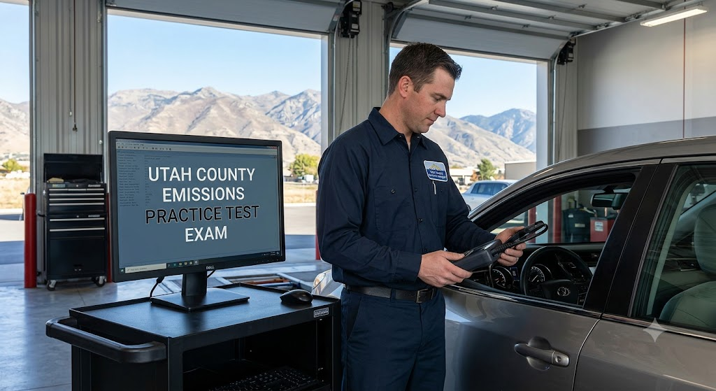 Utah County Emissions Practice Test Banner