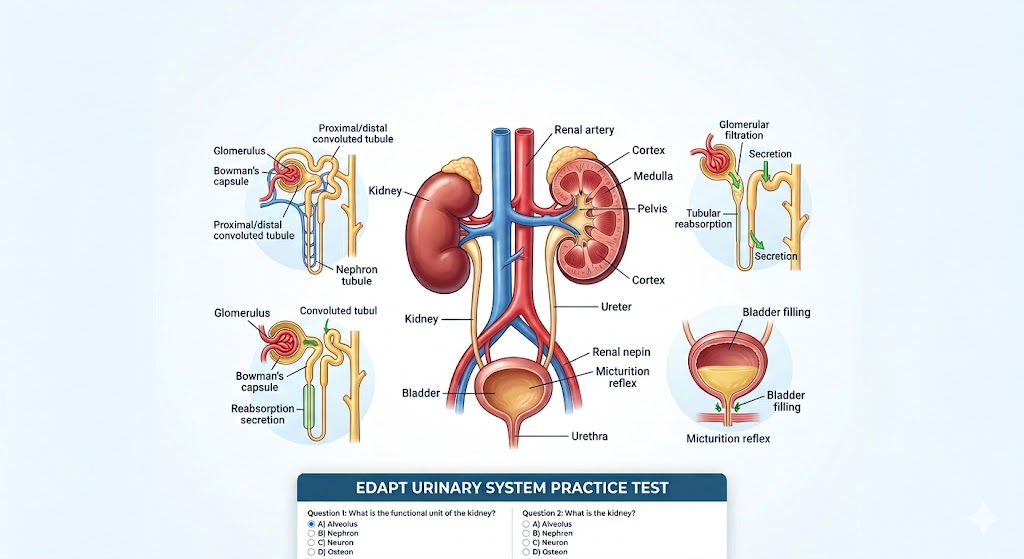 EDAPT The Urinary System Practice Test Banner