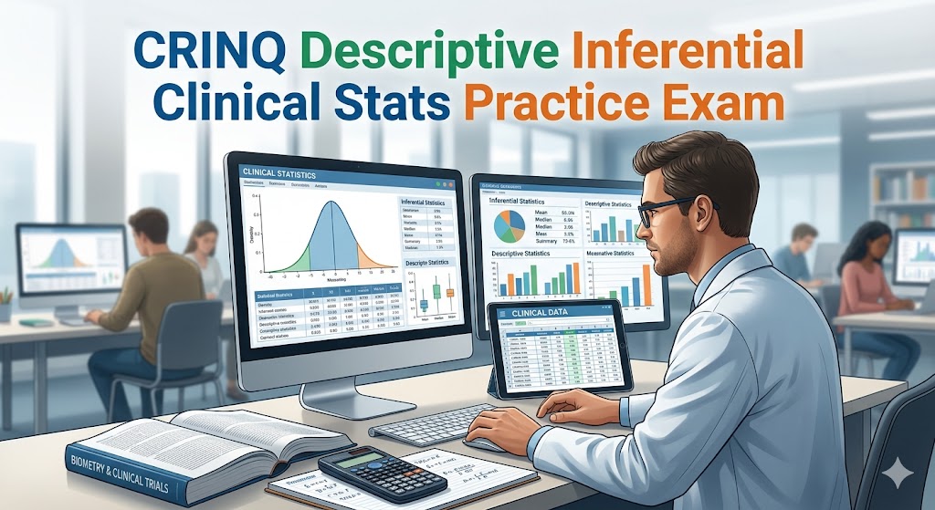 CRINQ Descriptive, Inferential, Clinical Statistics Practice Test Banner