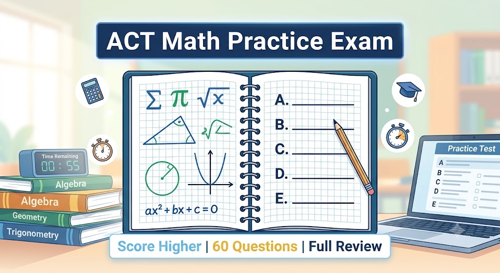 ACT Math Practice Test 1 (60 Question Full Test OR Review Question Solution) Banner