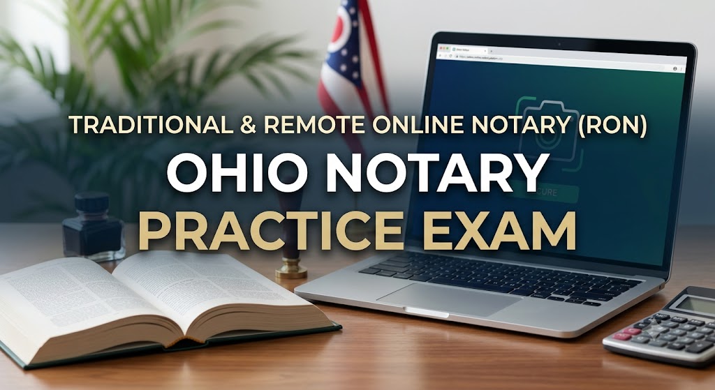 Ohio Notary Traditional and Remote Online Notary (RON) Practice Exam Banner