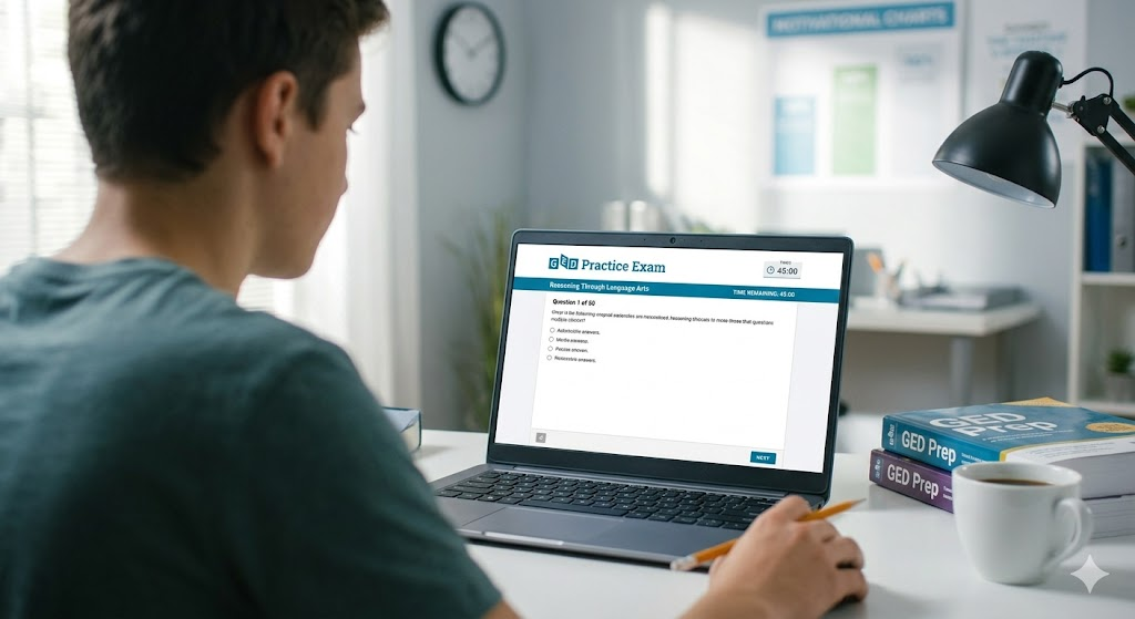 General Education Development (GED) Practice Exam Banner