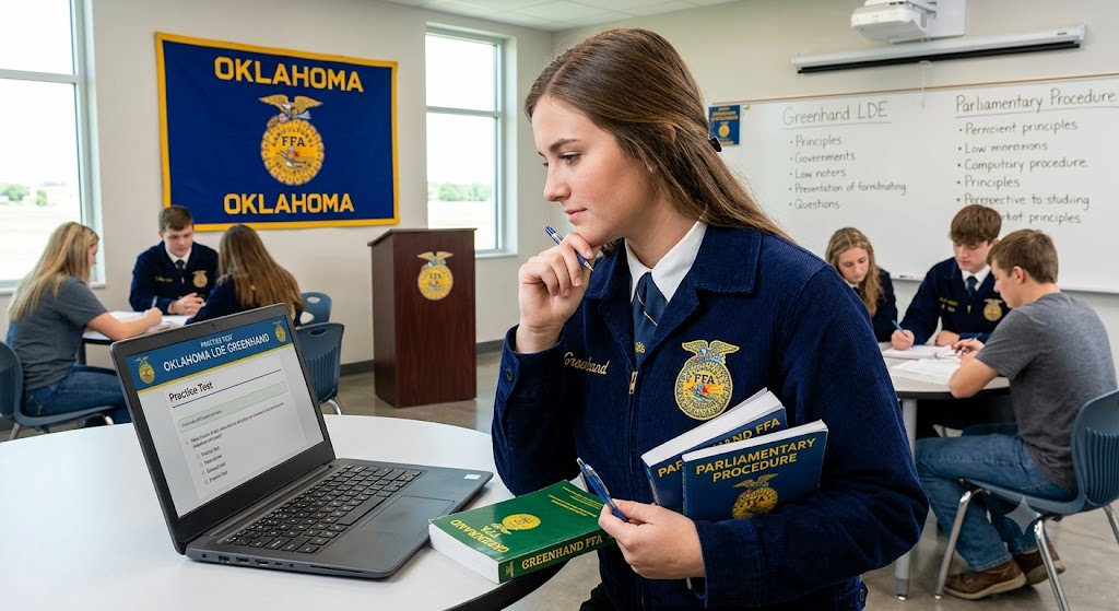 Oklahoma Leadership Development Event (LDE) Greenhand FFA Practice Test Banner