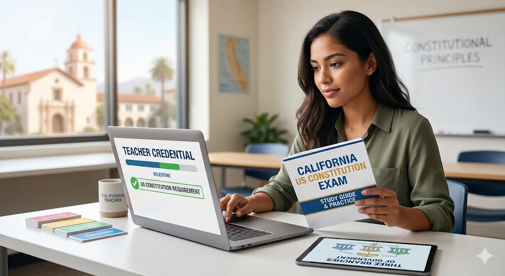 California US Constitution Exam for Teaching Practice Banner