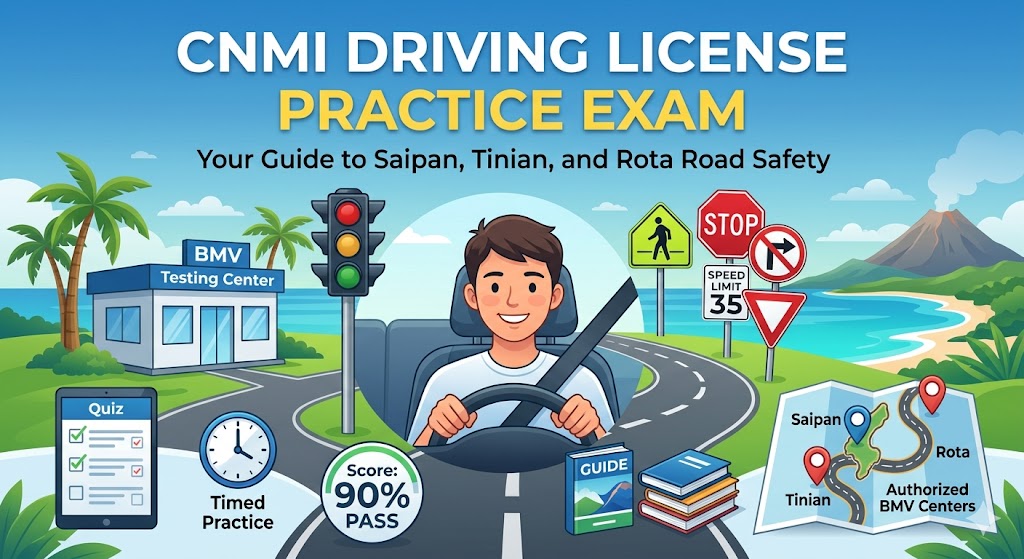 Commonwealth of the Northern Mariana Islands (CNMI) Driving License Practice Exam Banner