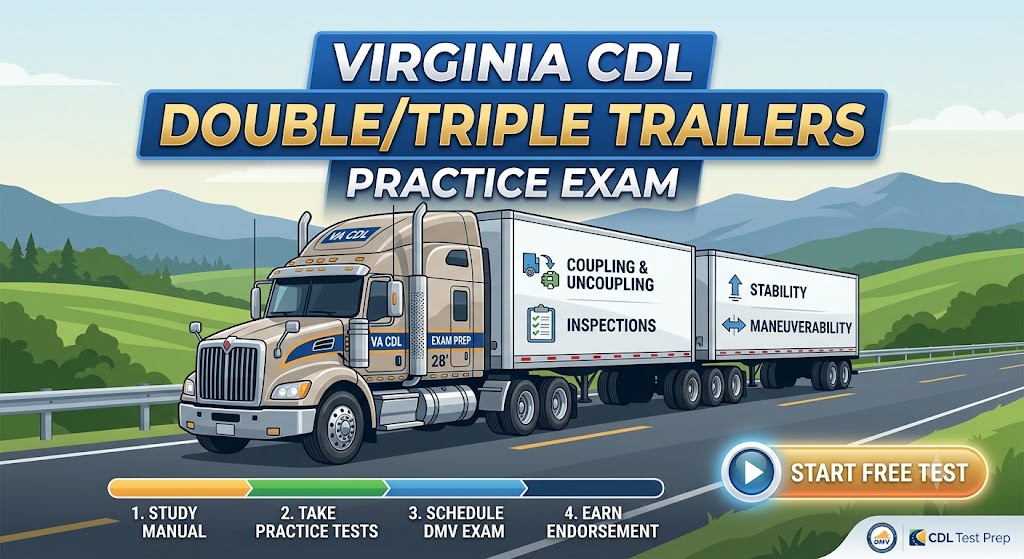 Virginia CDL Double/Triple Trailers Practice Test Banner