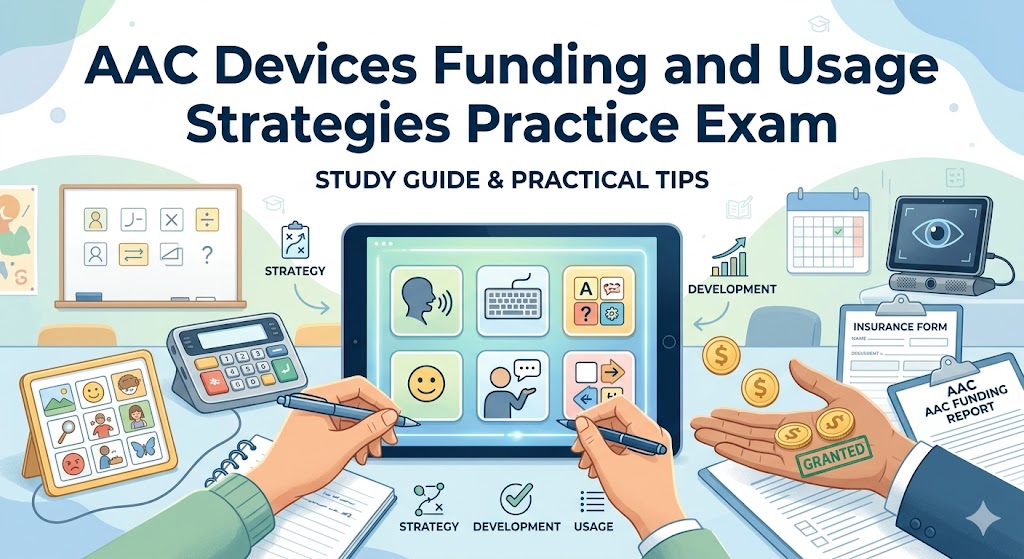 AAC Devices Funding and Usage Strategies Practice Exam Banner