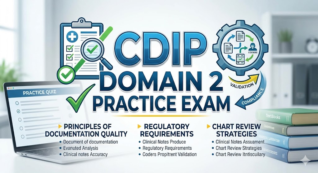Certified Documentation Integrity Practitioner (CDIP) Domain 2 Practice Exam Banner