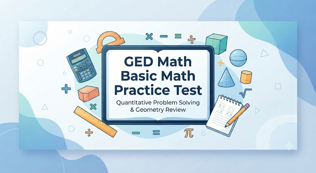 GED Math Practice Test 1: Basic Math and Geometry Banner