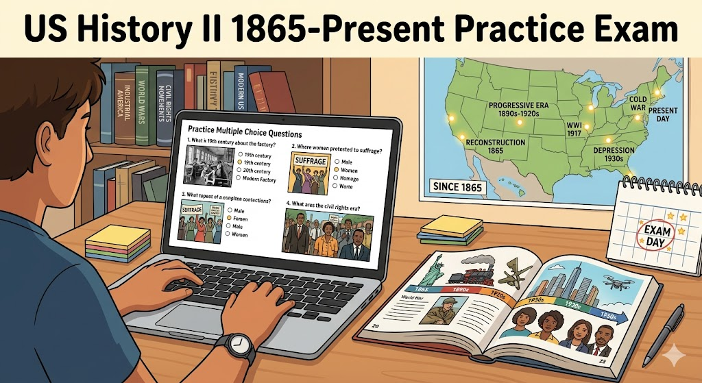 History of the United States II 1865 to the Present Practice Test 2026 | Exam Prep Questions and Answers Banner