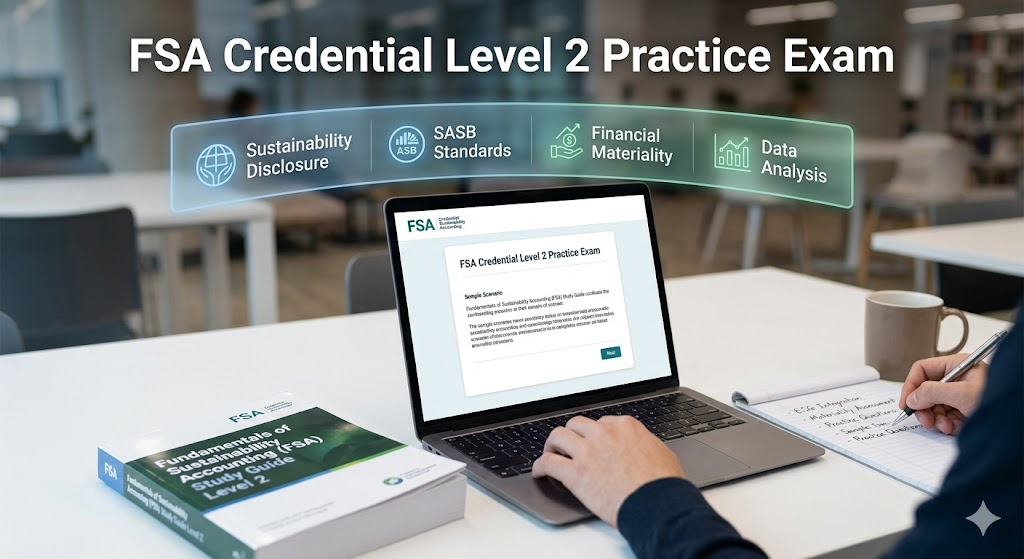Fundamentals of Sustainability Accounting (FSA) Credential Level 2 Practice Exam Banner