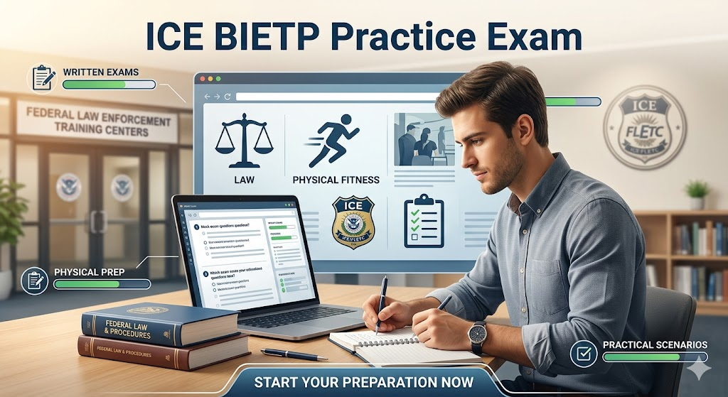 ICE BIETP – Federal Law Enforcement Training (FLETC) Practice Test Banner