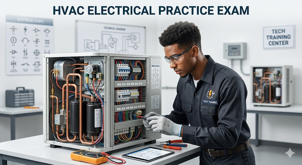 Heating, Ventilation, and Air Conditioning (HVAC ) Electrical Practice Test Banner