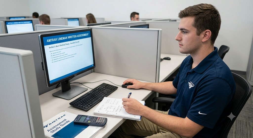 Amtrak Lineman Written Assessment Practice Exam Banner