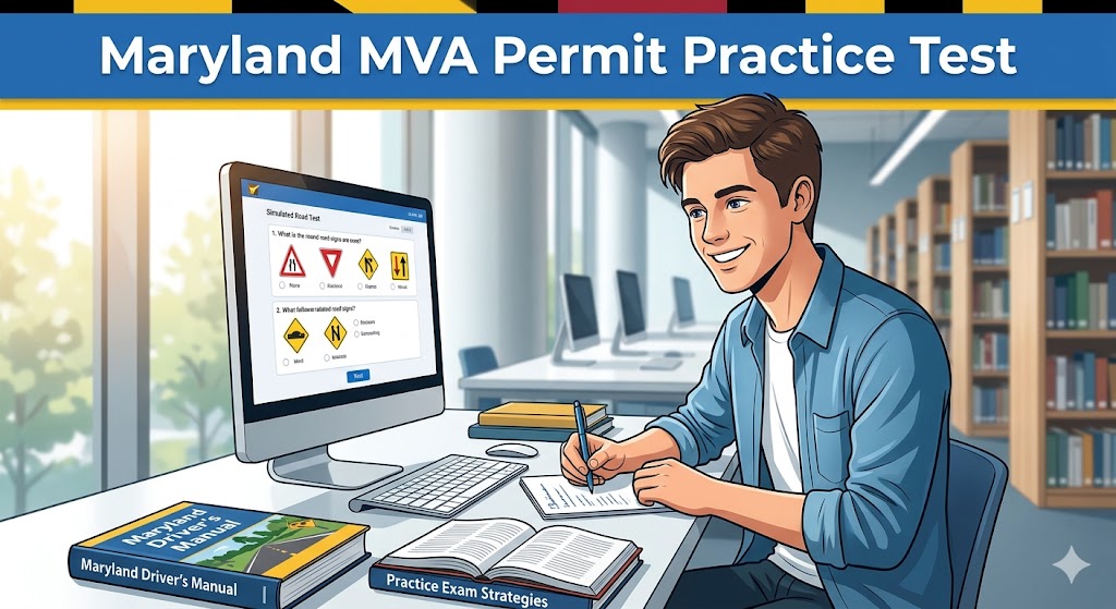 Maryland Motor Vehicle Administration (MVA) Permit Practice Test Banner