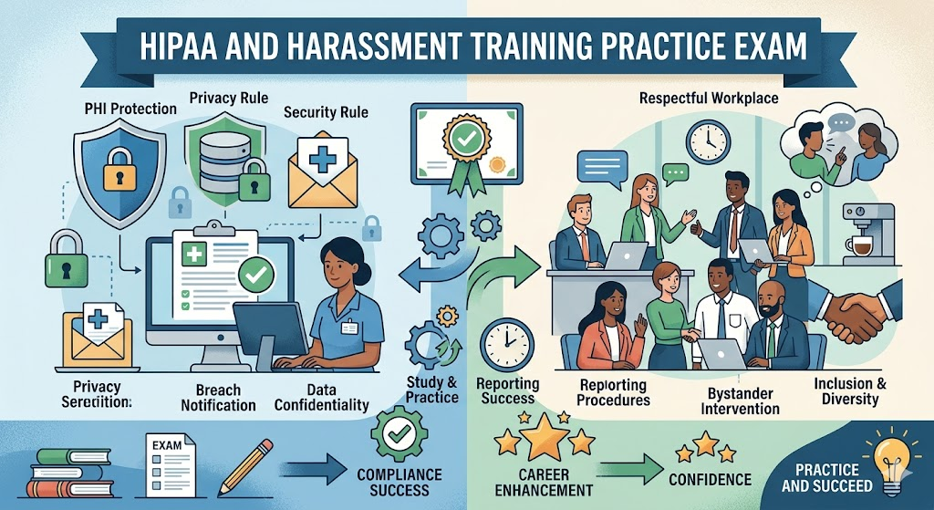 HIPAA and Harassment Training Practice Exam Banner