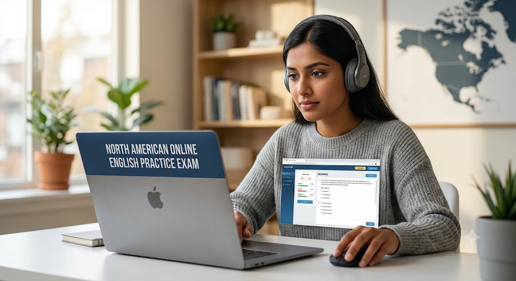 North American Online English Practice Exam Banner