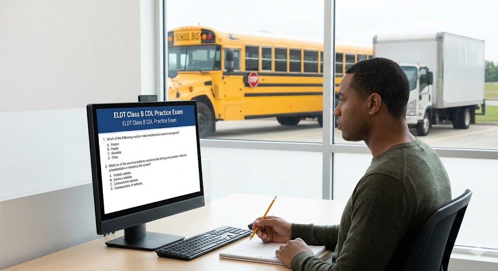 ELDT Class B CDL Practice Exam Banner