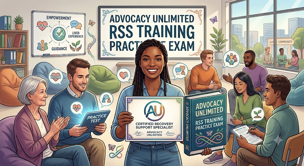 Advocacy Unlimited Recovery Support Specialist (RSS) Training Practice Test Banner