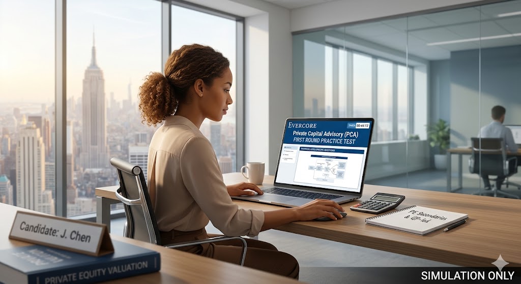 Evercore Private Capital Advisory (PCA) First Round Practice Test Banner