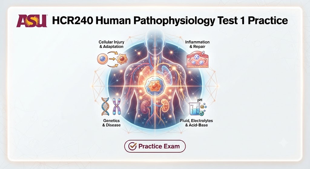Arizona State University (ASU) HCR240 Human Pathophysiology Test 1 Practice Banner