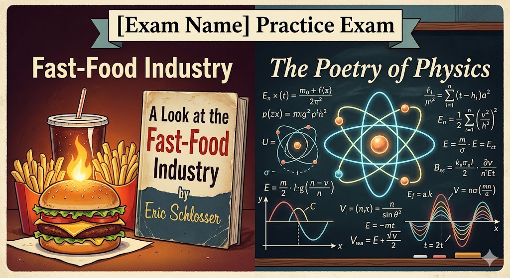 Fast-Food and Physics Practice Test Guide Banner