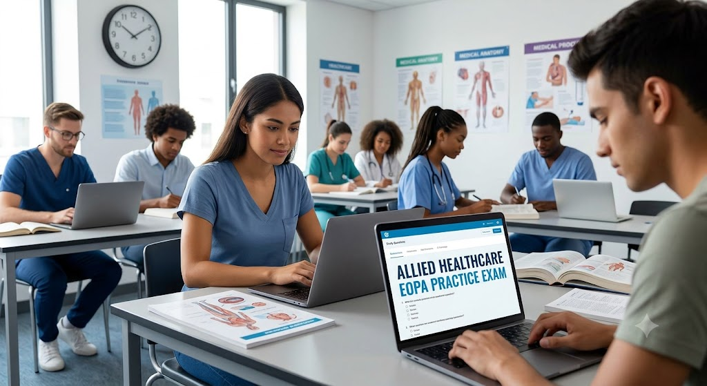 Allied Healthcare EOPA Practice Exam. Banner