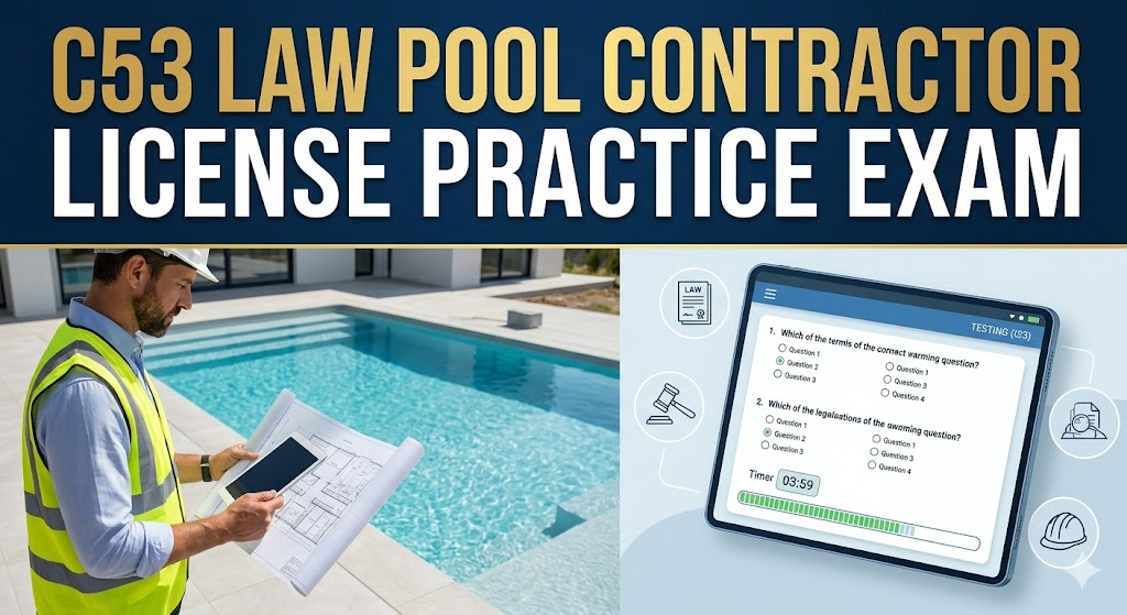 C53 Law – Pool Contractor License Practice Test Banner