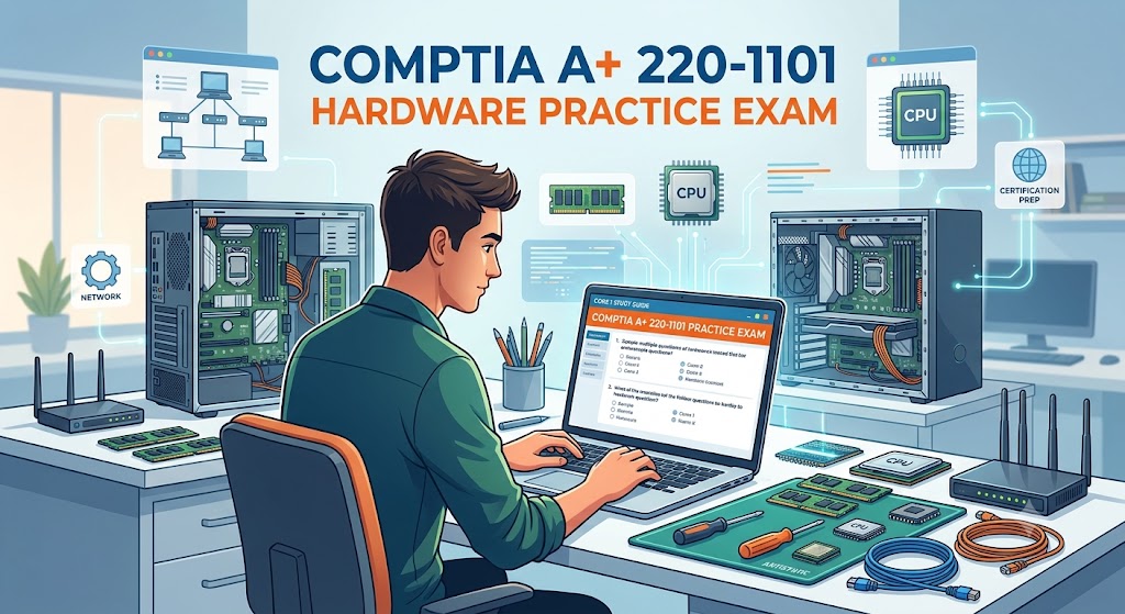 CompTIA A+ Hardware Practice Test Core 1 Exam 220-1101 Banner